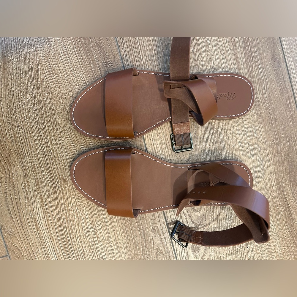 Brown Leather Sandals with Buckle NWOT